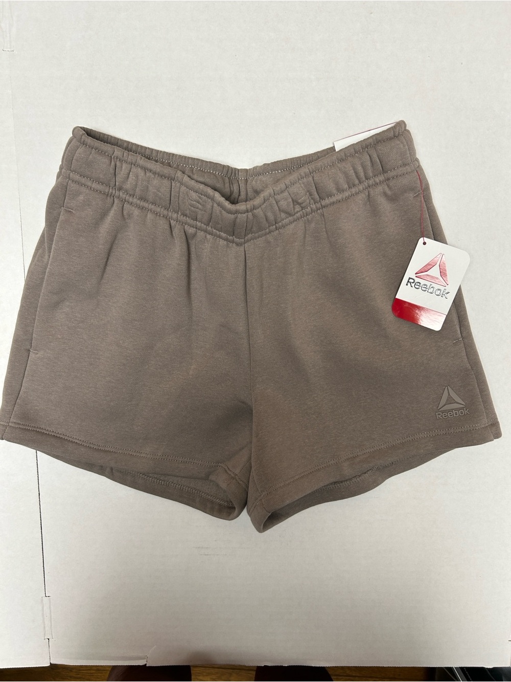 Reebok Women's Taupe XS drawstring Elastic-Waist Shorts